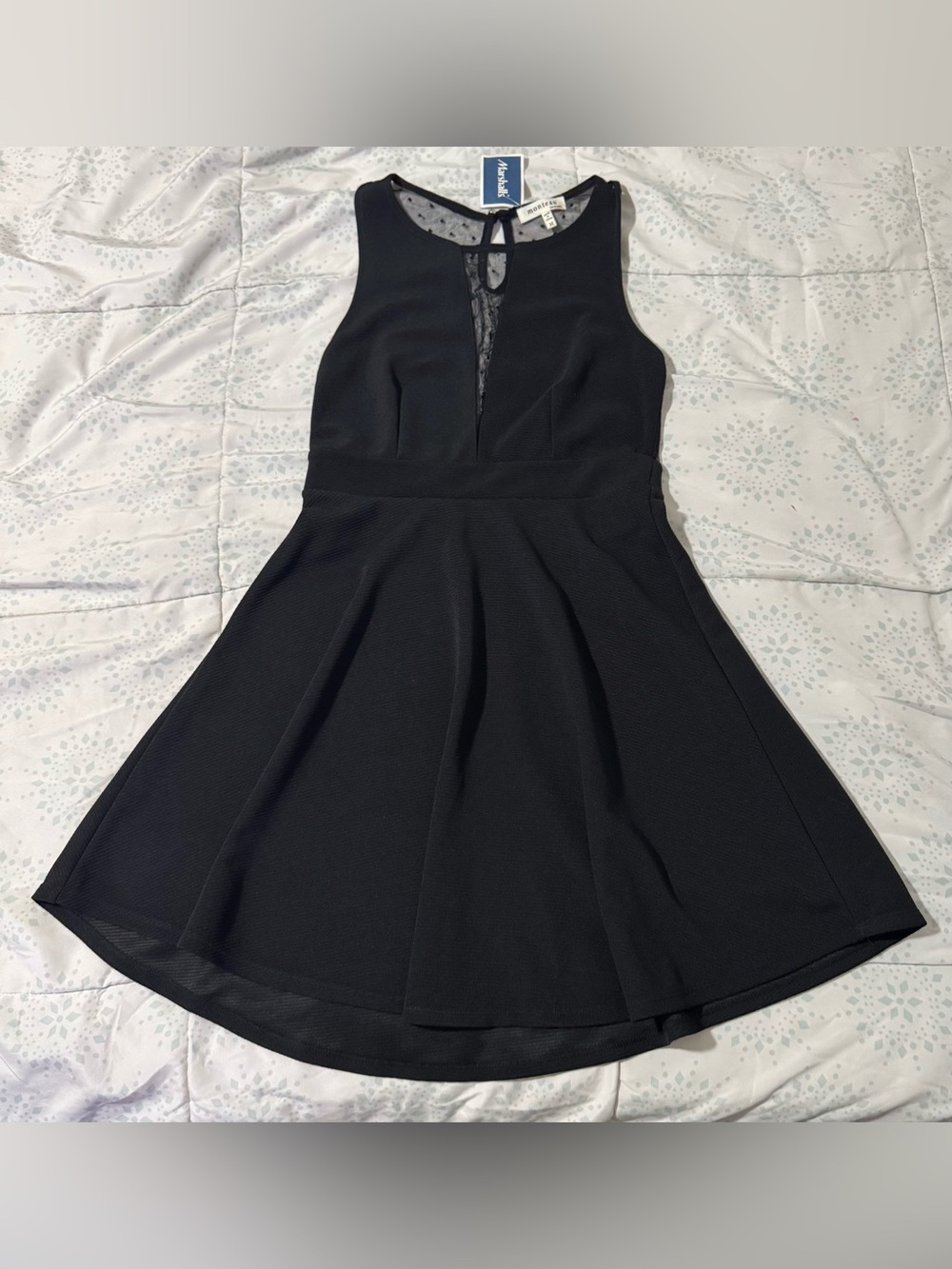 Black Sleeveless Fit & Flare Dress with Mesh backing
